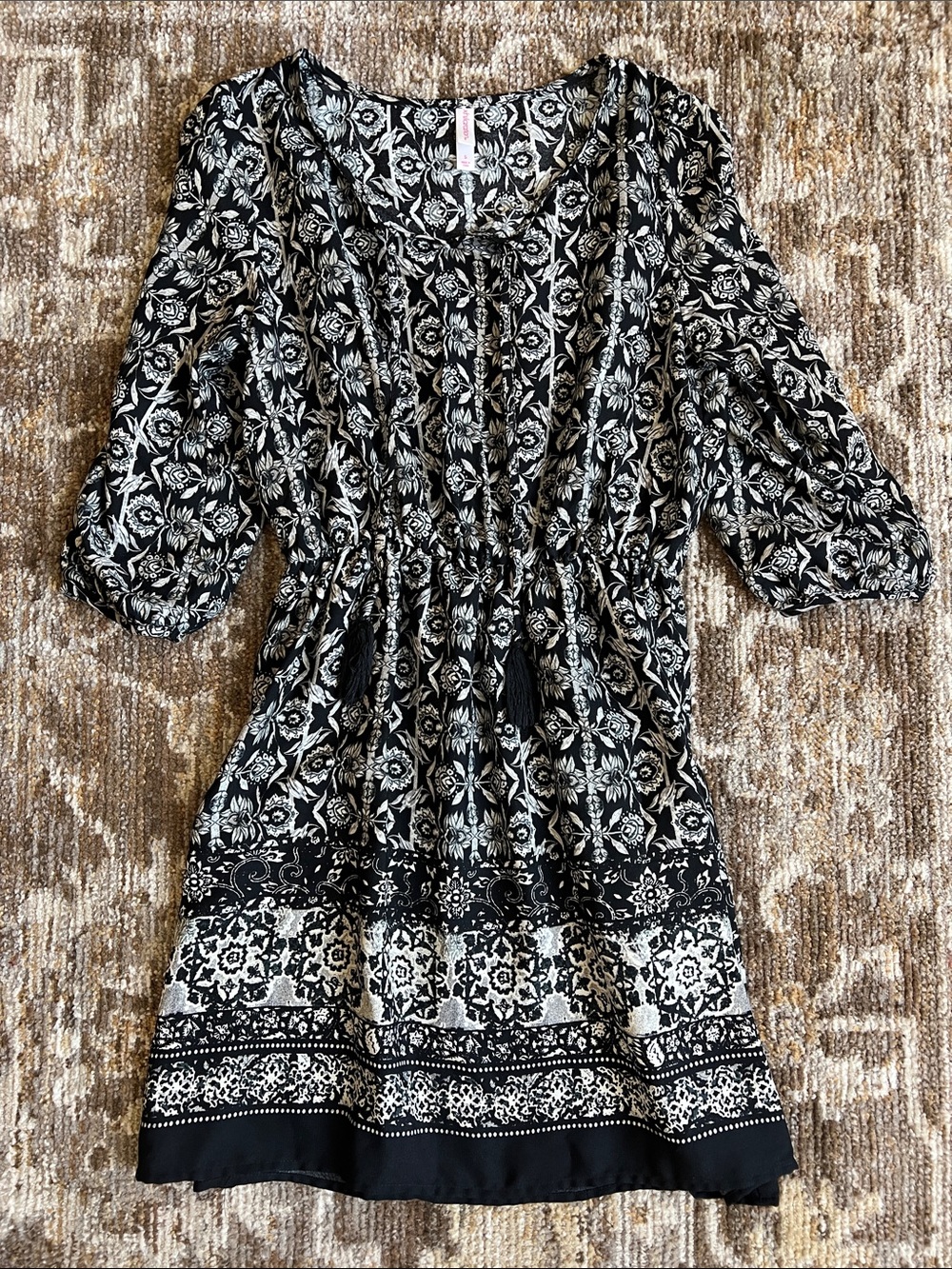 Black & White Floral Boho Dress